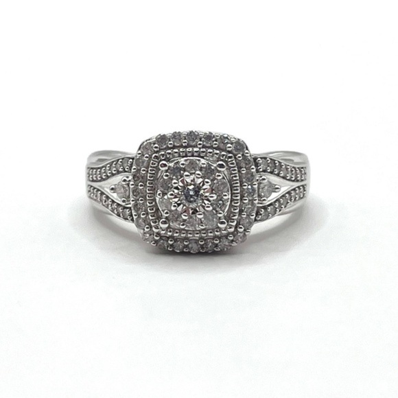 .50 ct Cushion Cut Natural Diamond Sterling Silver Ring Size 8 - Picture 1 of 8